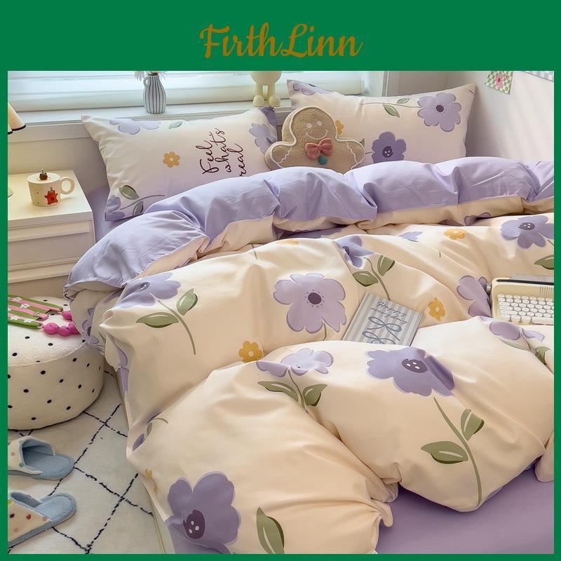 Class Set 4pcs Maternal A Infant Grade Small Fresh Grinding 4pcs Set Skinfriendly Bed Sheet Washed Cotton Quilt Cover Dormitory 3piece Set