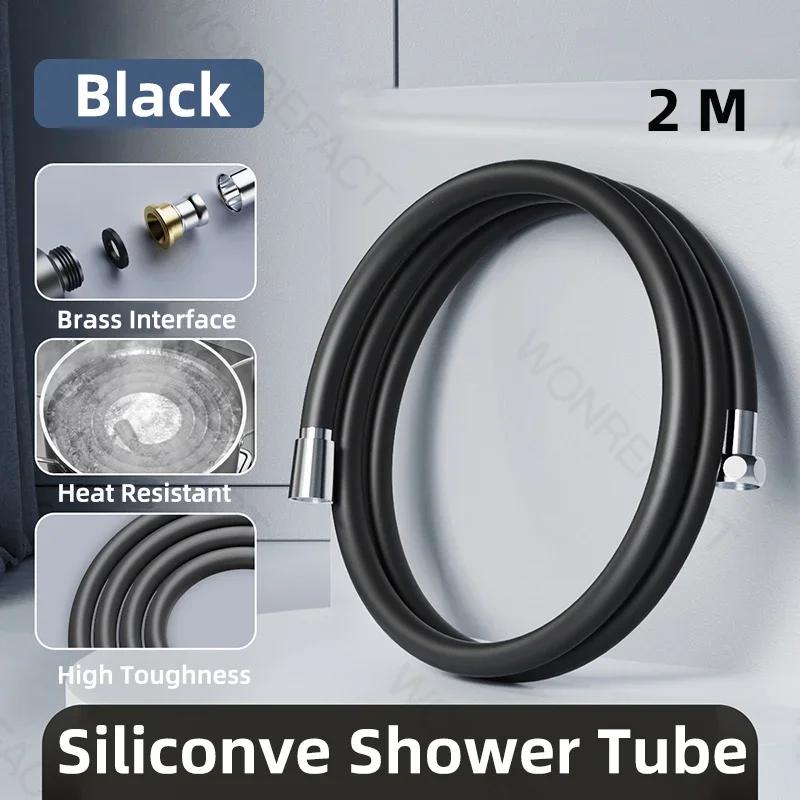 Shower Head Hose Used High Toughness Design Bathroom Silicone Shower Tube Bend Arbitrarily Hose Explosion Proof Anti Winding