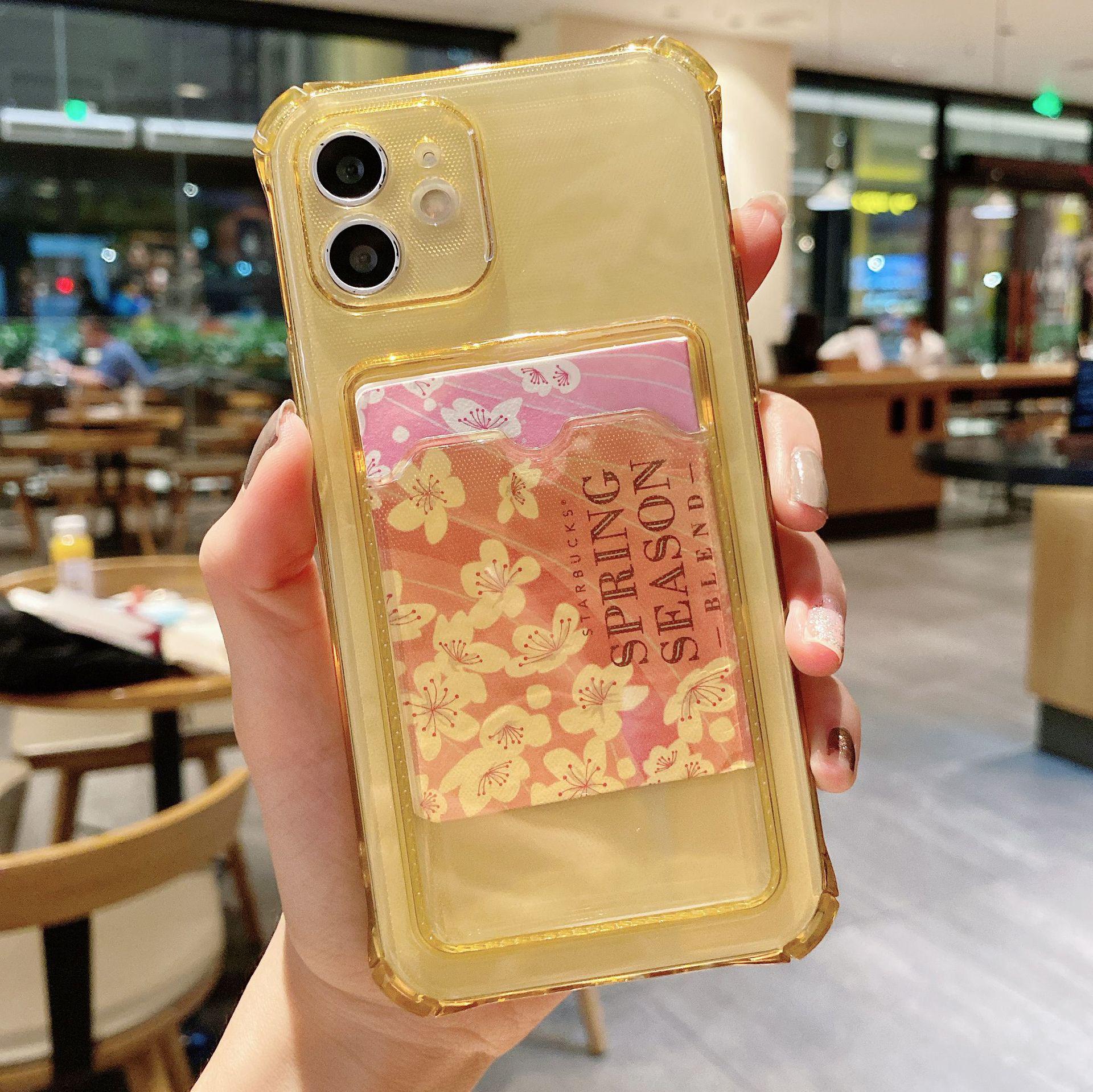 

Прозрачный чехол-держатель для карт TPU для Apple 11/14/15/16Pro/Xs 14