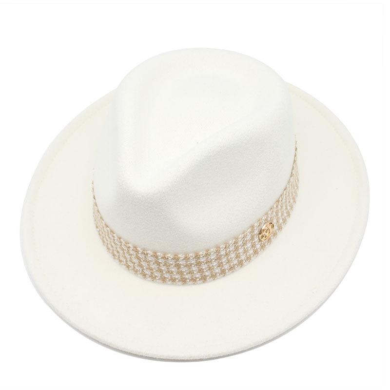 M Standard Top Hat, Love Hat, Felt Hat, Small Warped Edge Men'S And Women'S Top Hat, Retro Beige Jazz Hat