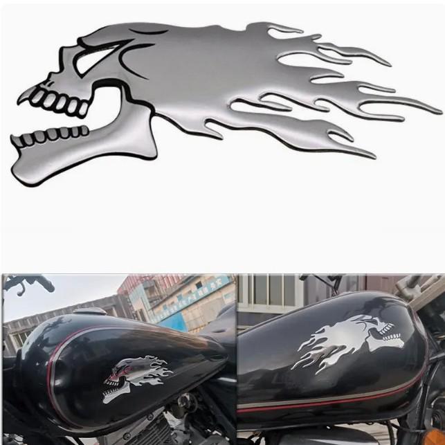 3D Skull Flame Soft Rubber Decal for Cars, Motorcycles, and Electric Vehicles