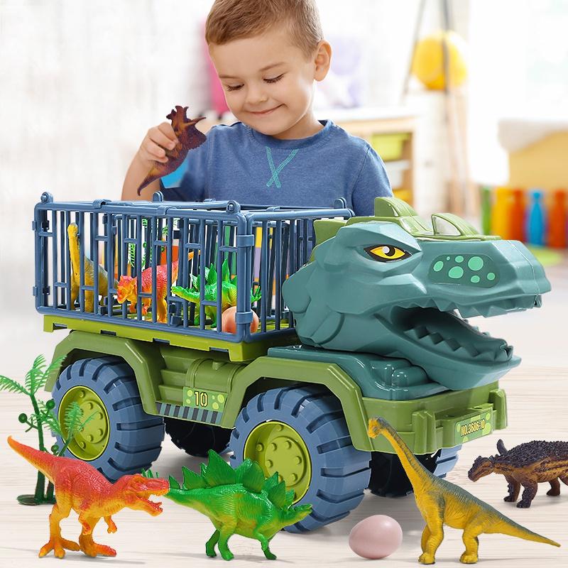 New Children's Car Toy Dinosaurs Transport Car with Dinosaur Large Engineering Vehicle Model Educational Toy Transport Vehicle Toy Boy Girl Gift