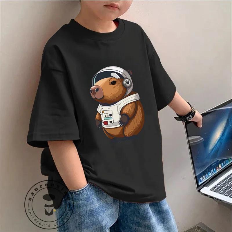 Cute children's fashionable T-shirt Capybara illustration perfect for summer wear