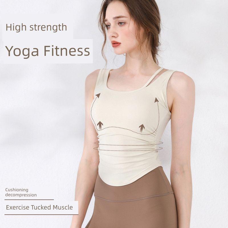 Export Amoi Yoga Clothes Women's Fixed Cup U-Shaped Beautiful Vest Sports Outdoor High Strength Training Workout Clothes Tops