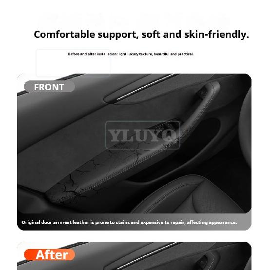 For TESLA Juniper Model Y Door Handle Protective Cover for Model 3 Highland 2025 2026 Leather Interior Modification Accessories