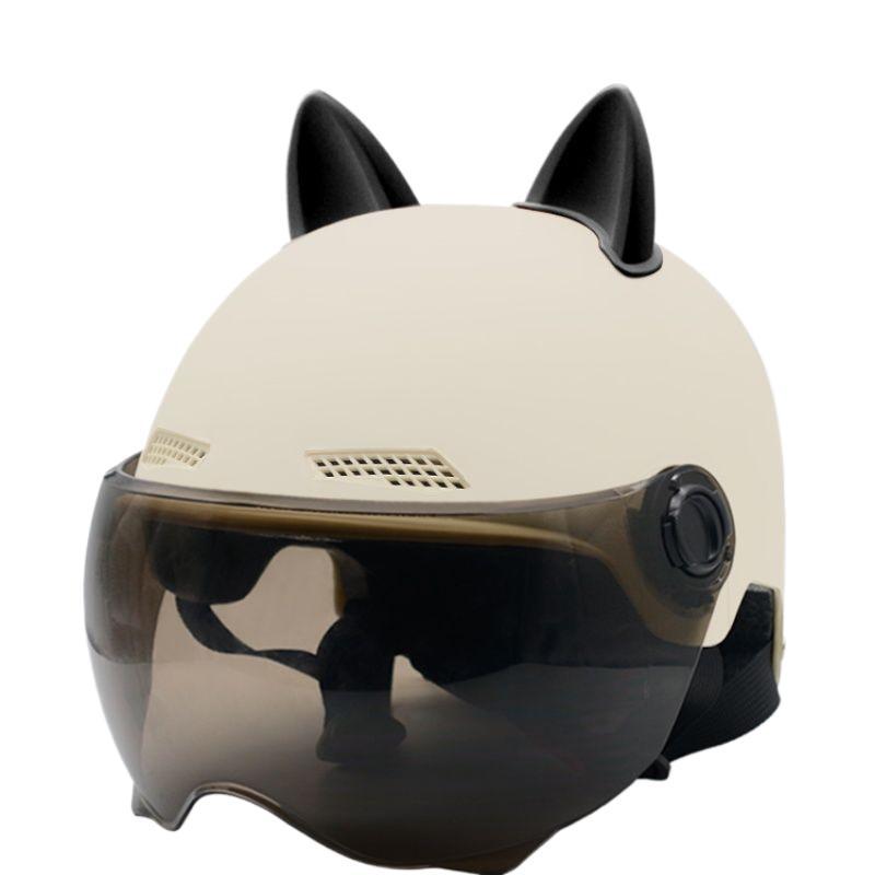 Suitable for Electric Vehicles, Women's Summer Sunscreen, Women's Battery Car, An Hat, Cute Cat Ears, Universal In All Seasons, Half Helmet Men