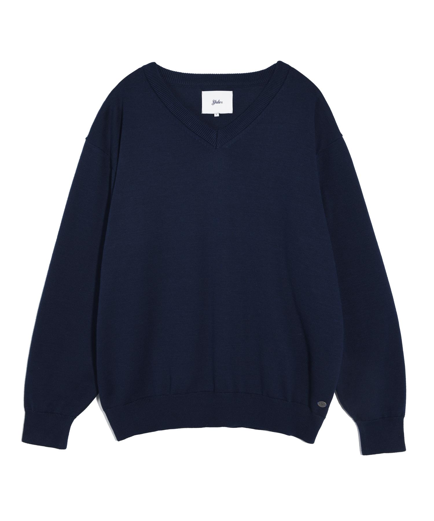 Yale [Supima Cotton] Essential V-Neck Knit Navy Navy/S