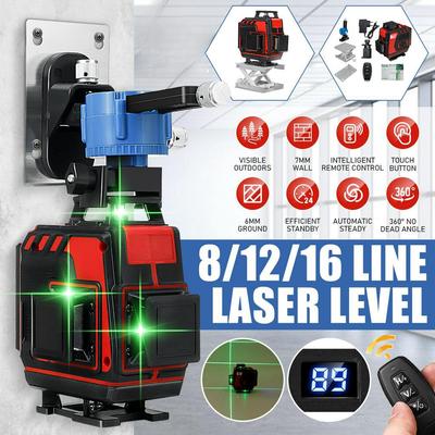 16/12/8 čáry laserová vodováha Profesionální samonivelační 4D 360 horizontální vertikální zelený laserový paprsek nástroje na měření čáry zelená / červená