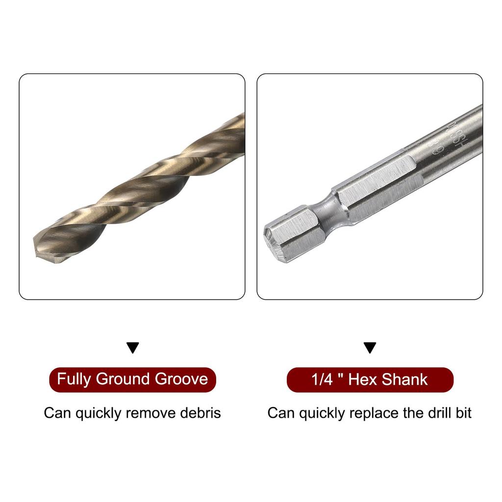 uxcell 4pcs M35 High Speed Steel Cobalt Twisting Drill Bit 6.8mm/0.04" Dia, Quick Change