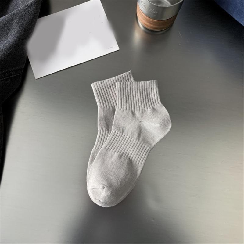 Mens Athletic Basic Solid Color Cotton Crew Socks Moisture Wicking Running Elastic Cuff Short Tube Ankle Socks for Men