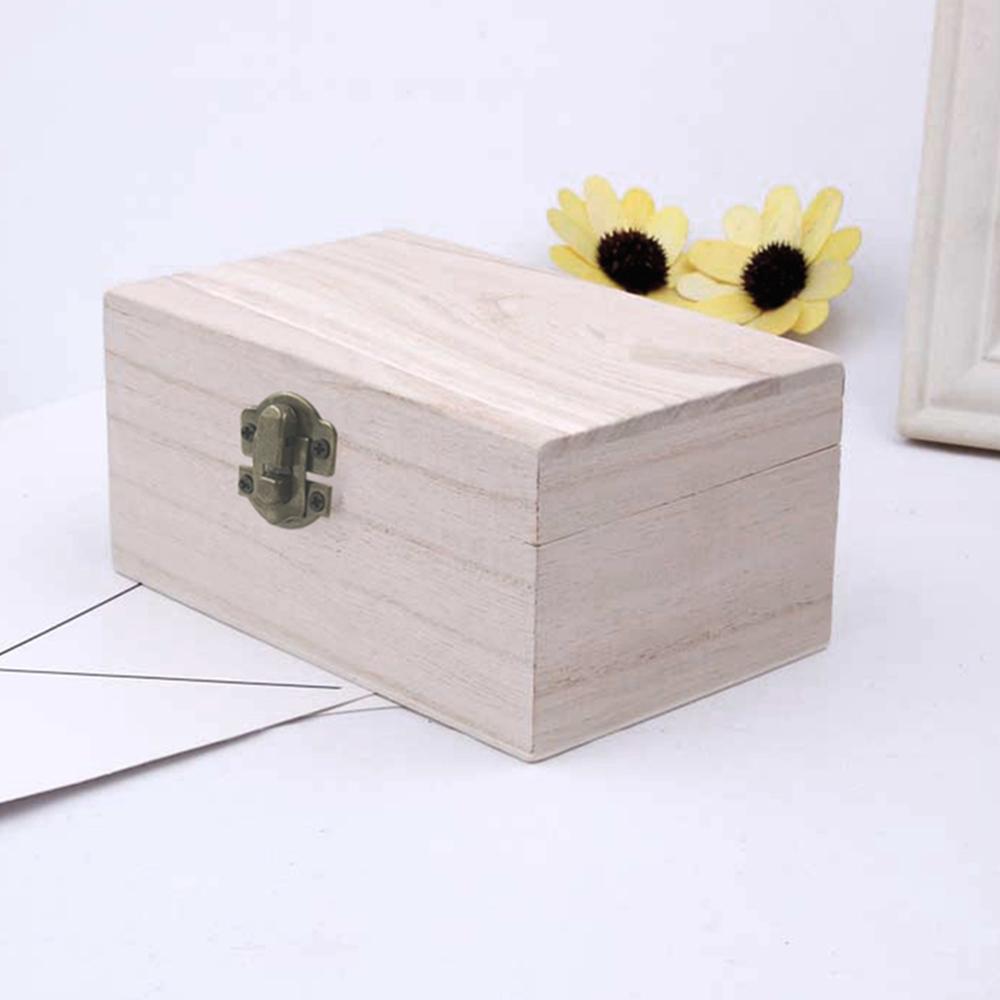 1/3pcs Log Color Scotch Plain Wood Wooden Square Hinged Storage Boxes Craft Gift Box Handmade Case Box Storage Organization