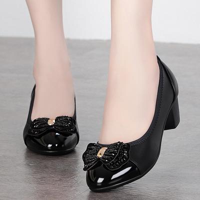 Fashion High Quality Thick Heeled Single Shoes Women's 2025 New High Heeled Shallow Mouth Comfortable Genuine Leather Office Women Shoes