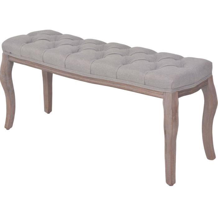 VidaXL Banc Lin Bois solide 110x38x48 cm Gris foncé