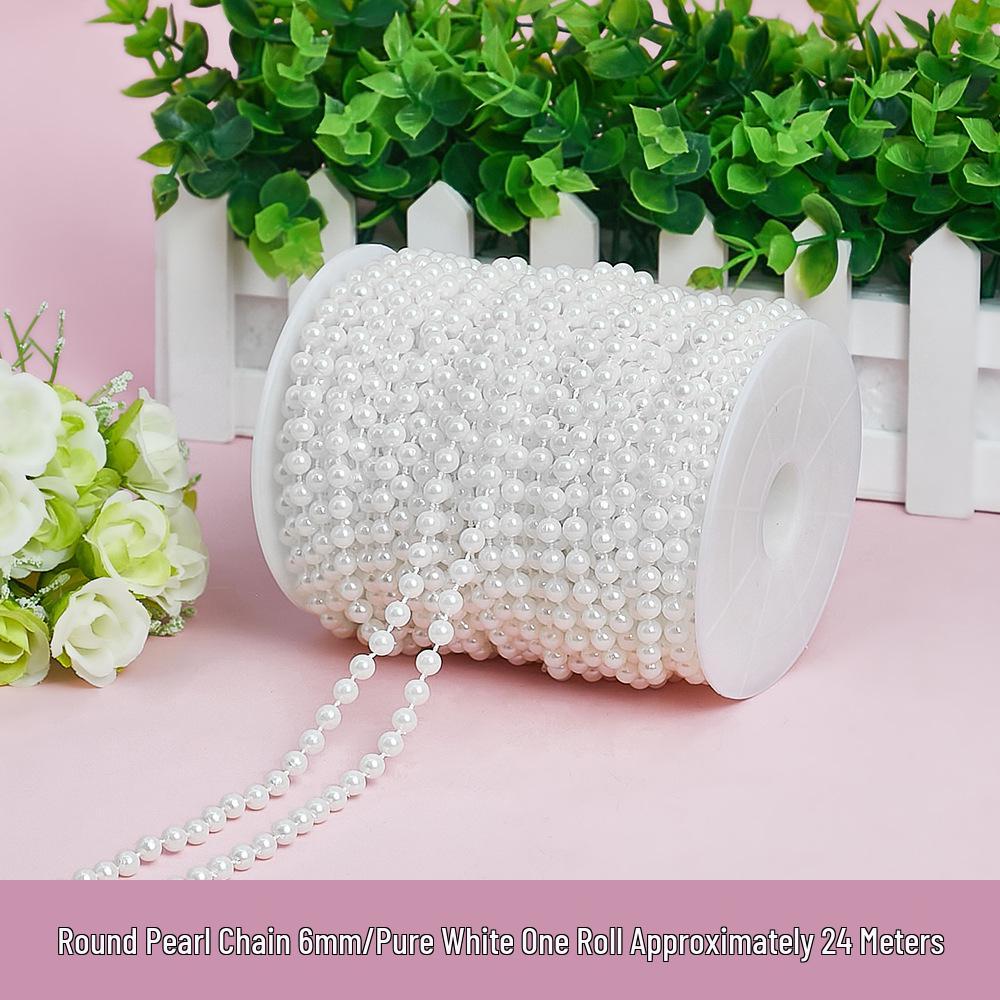 ABS Faux Pearl Beaded Chain - 8MM DIY Wedding & Festive Decor Accessories