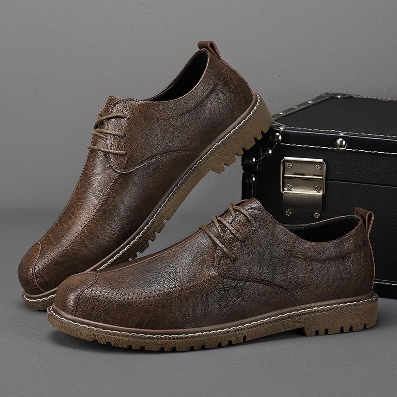 Mens Casual Shoes Newest Leather Lace Up Luxury Oxfords Male Sneakers Solid Formal Shoes Quality Social Shoe Male Flats Men'S Shoes