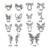 10Pcs/Bag Butterfly Shaped Nail  Nail Charm Silver Alloy Nail Pearl Jewelry Accessories Nail Supplies