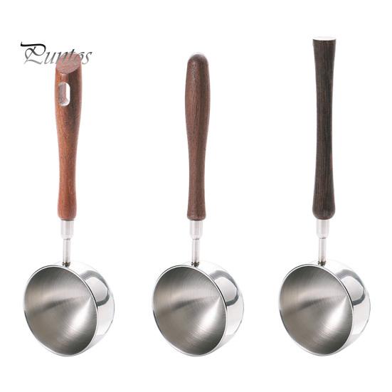 Light Wood Handle Spoon Measuring with Handle, Stainless Steel Baking Scoop, Coffee Corrosion Resistant Scoop Bean Milk Powder Teaspoon for