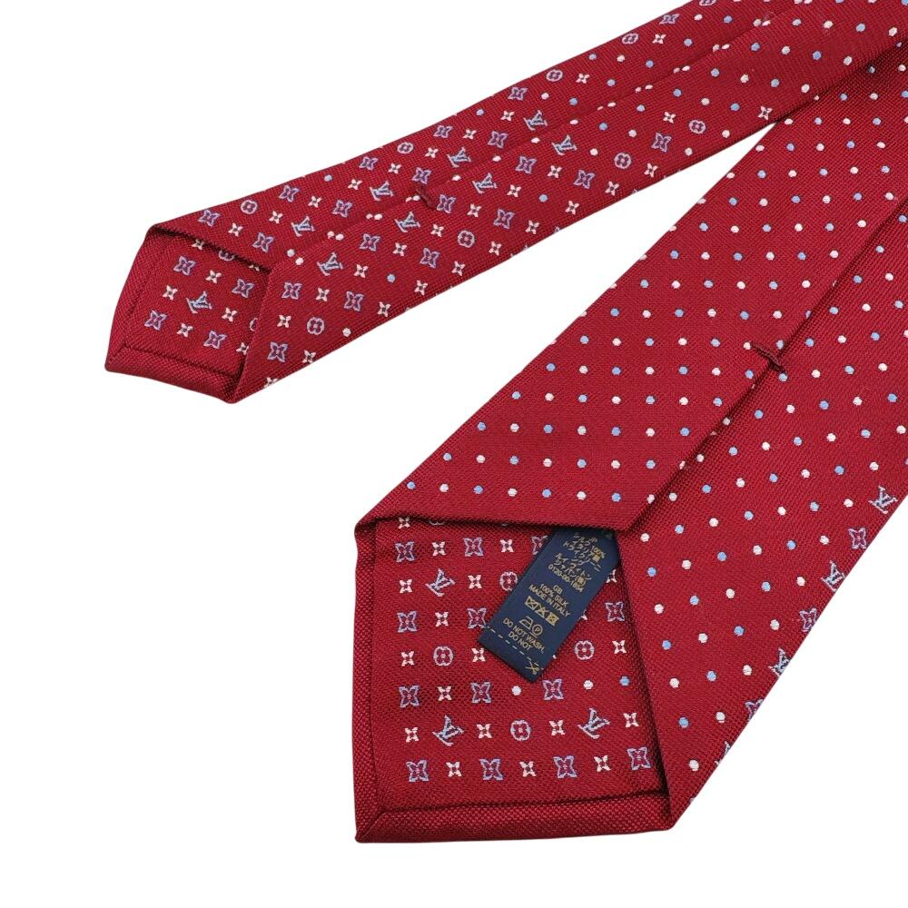 LOUIS VUITTON M78034 Dot Pattern Monogram silk tie Red series silk Used