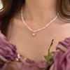 Imitation Pearl Clavicle Chain Double Layer Pearl Choker Necklace  For Women Jewelry Girl Gift