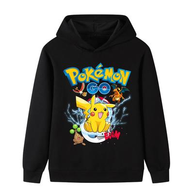 Pokemon Pikachu Zábavná Potiskovaná Mikina, Dětská Podzimní Zimní Teplá Měkká Dlouhý Rukáv, Unisex Ležérní Mikina