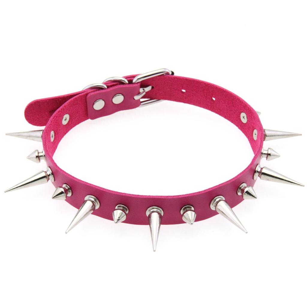 Punk Long Spike Choker Pu Leather Collar For Women Men Cool Big Rivets Studded Chocker Goth Style Necklace Emo Accessories