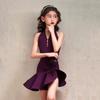 Kids Latin Dance Costume Sleeveless With Built-in Bra Pad Chinese Style Performance Practice Set