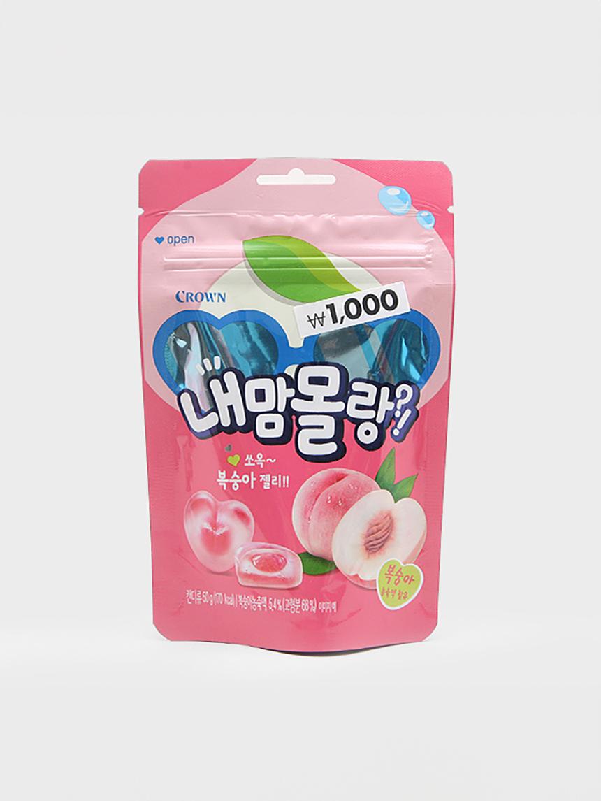 Crown Soft Peach Jelly Candy 50g 1ea
