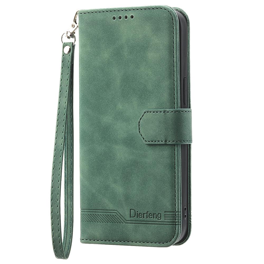 DIERFENG DF-03 For Xiaomi Redmi 15C 4G (Global) (171mm)/Poco C85 4G Case Lines Imprint Wallet Leather Phone Cover with Wrist Strap