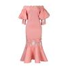Women's fashion temperament lace off-the-shoulder fishtail party sexy party dress dress