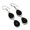 Black Spinel Gemstone Handmade 925 Sterling Silver Jewelry Earring 2.13" GK-6254