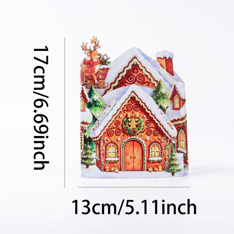 3D Merry Christmas Gingerbread Greeting Cards House Background Pography Xmas Party Decoration Gift