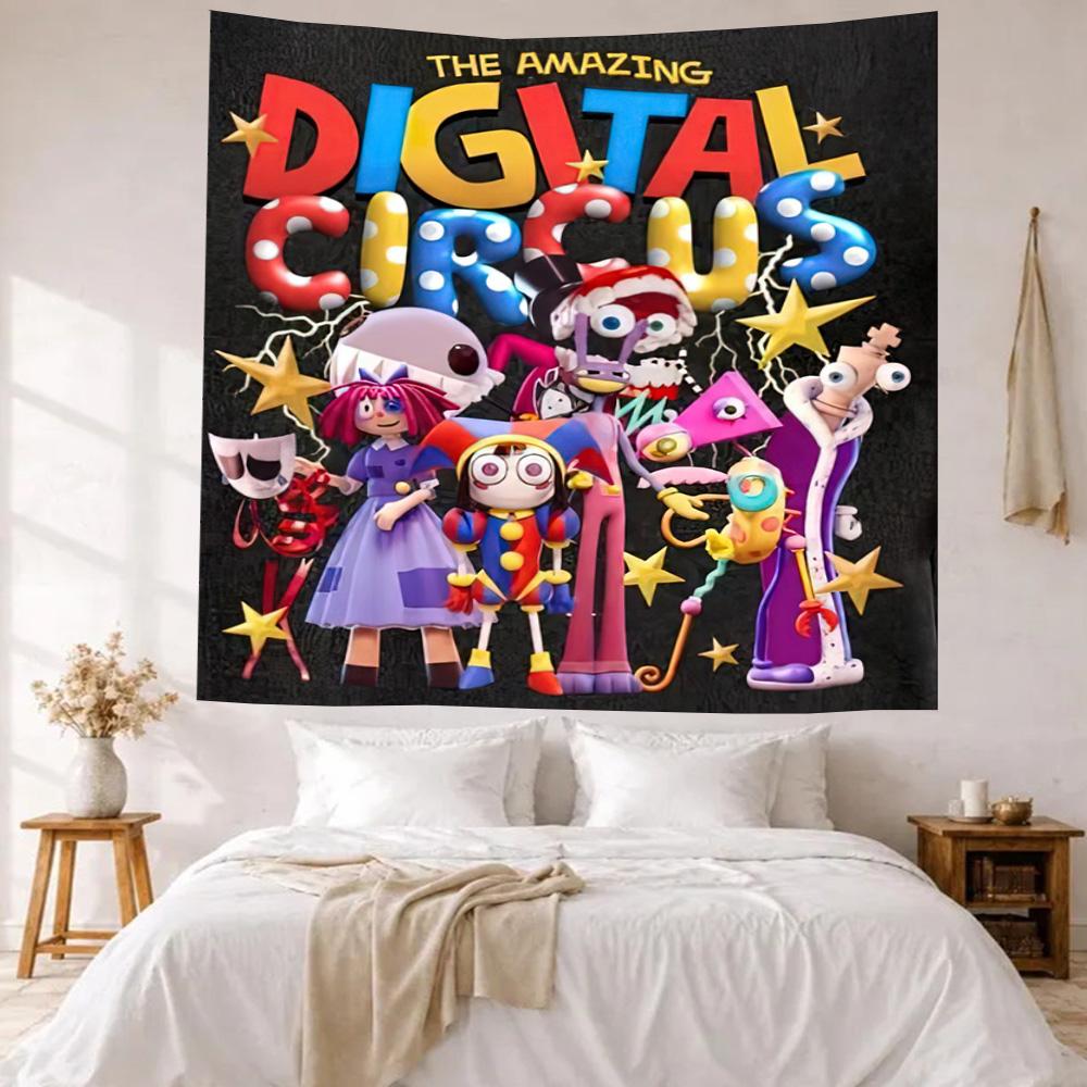 Digital Circus Wall Decor Tapestry Art For Pet Memorial Birthdaywedding Party Backdrop Family Gift