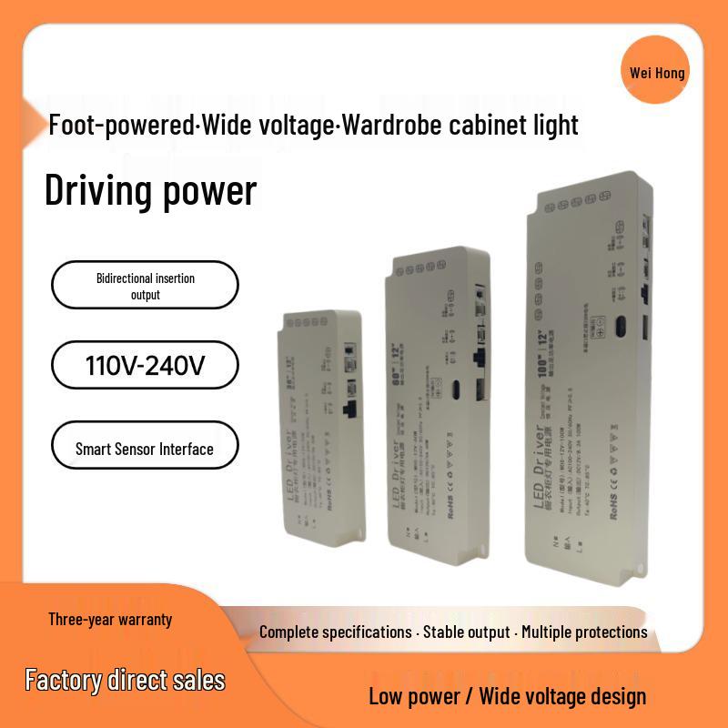 

12V/24V Wide Voltage Cabinet Light with Ample Wattage and Induction Switch for Wardrobes and Wine Cabinets. 36W