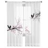 Beautiful Blossom Cherry And Birds Tulle Curtain For Living Room Sheer Valance Curtain For Kitchen Bedroom Window Drapes