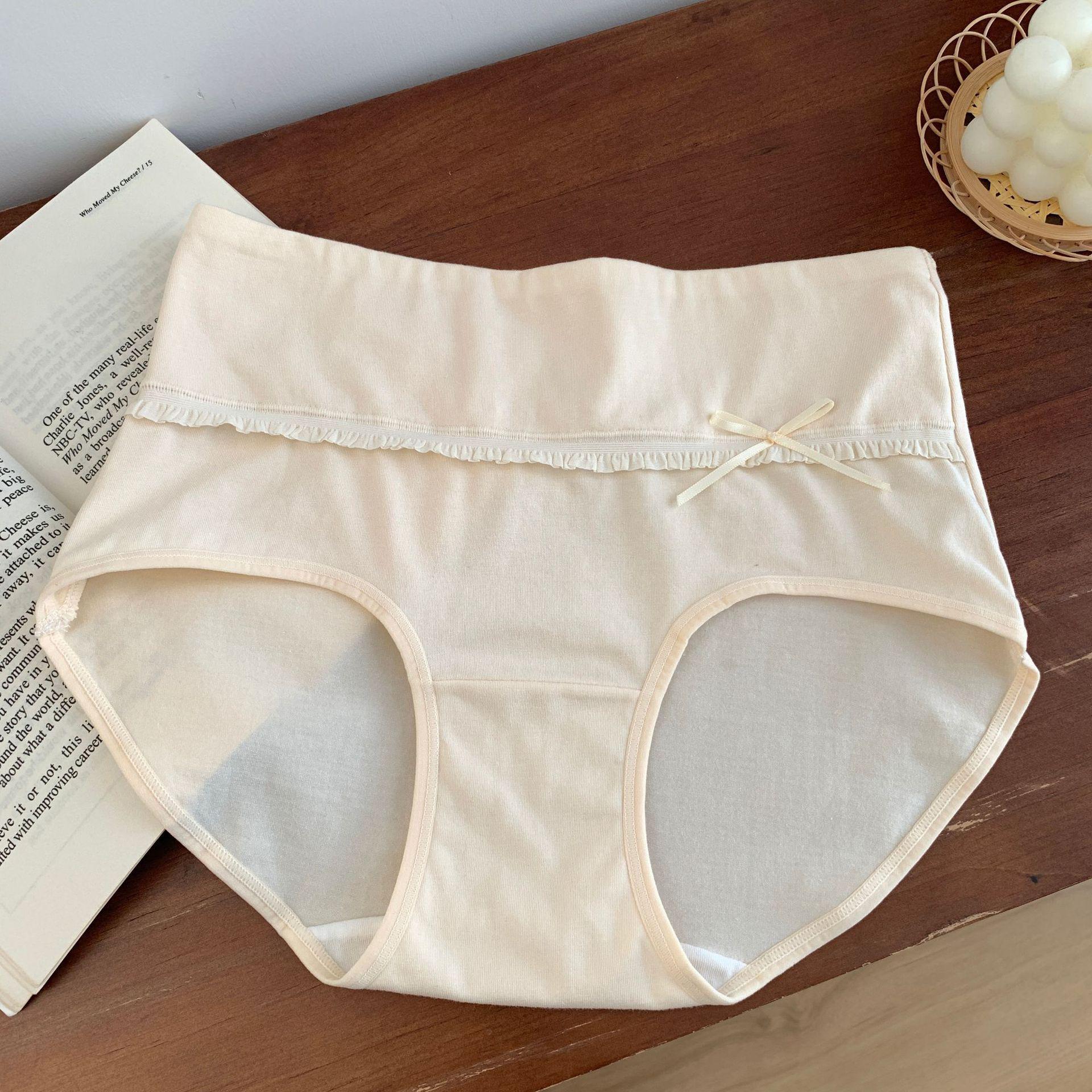 

7A Antibacterial Women s Solid Color Cotton Lace Trim Mid-Waist Panties - Skin-Friendly Comfort XL [120-140 lbs]