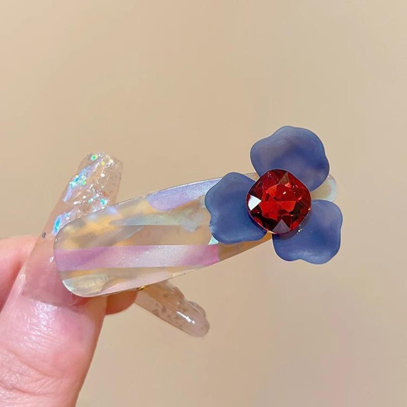 

Retro Geometric Flower Hair Clip Pin French Style Crystal Side Bangs Clip Hair Clamps Elegant Duckbill Clips New Hair Accessories