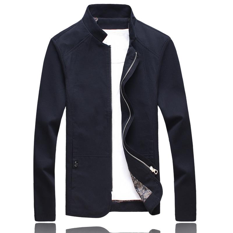 Lente en Herfst Jas Opstaande Kraag Katoen Gewassen Jas Heren Koreaanse Versie Slim Fit