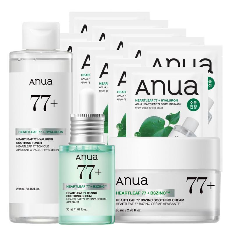 ANUA Heartleaf B3 Zinc Calming Skincare Set (Sheet Mask 10 Sheets + Toner 350ml + B3 Zinc Serum 30ml + B3 Zinc Soothing Cream 50ml)