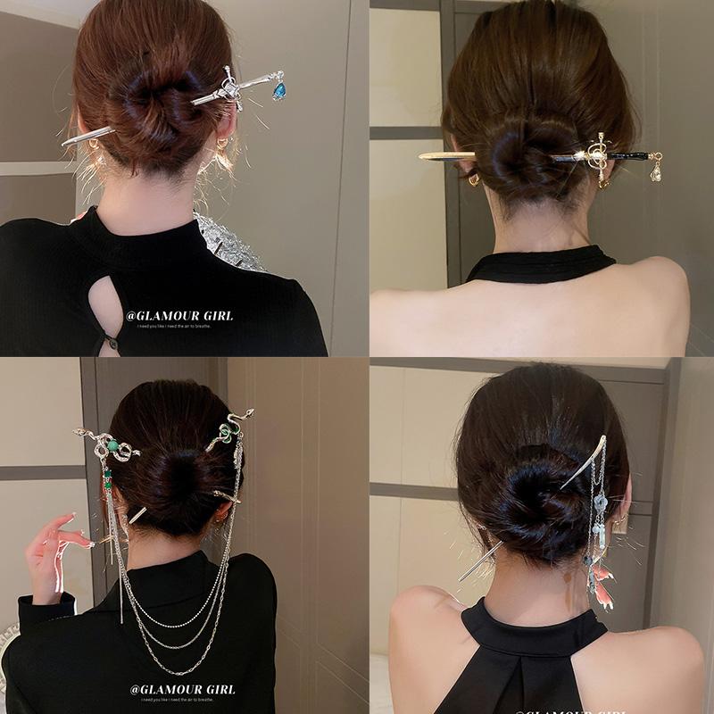 Haarstäbchen, Vintage-Stil, für Frauen und Mädchen, DIY, einfacher chinesischer Stil, Frisur-Design, Pferdeschwanz-Halter, Haarschmuck, Schmuck