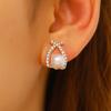 Pearl Teardrop Stud Earrings Sparkling Pave Setting Jewelry
