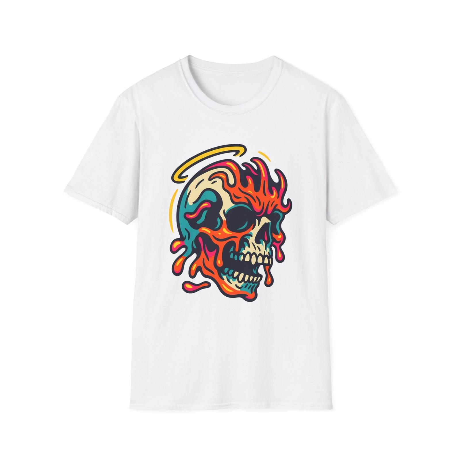 Unisex Softstyle T-Shirt Melting Skull Neon Drip S