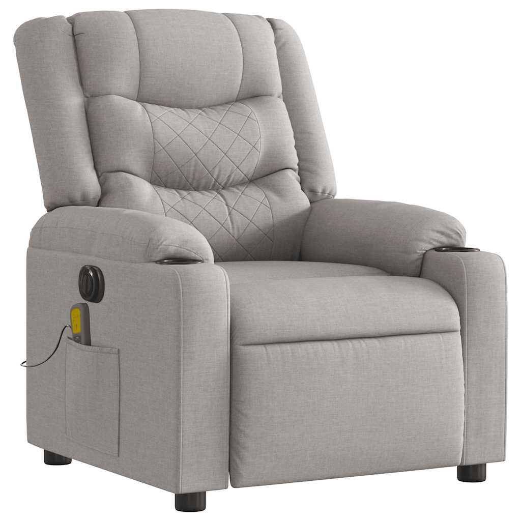Electric Massage Recliner Cloud Grey Fabric