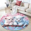Lion Cubs Round Area Rug,Carpet Rug for Living Room Bedroom Sofa Playroom Decor,Non-slip Floor Mat
