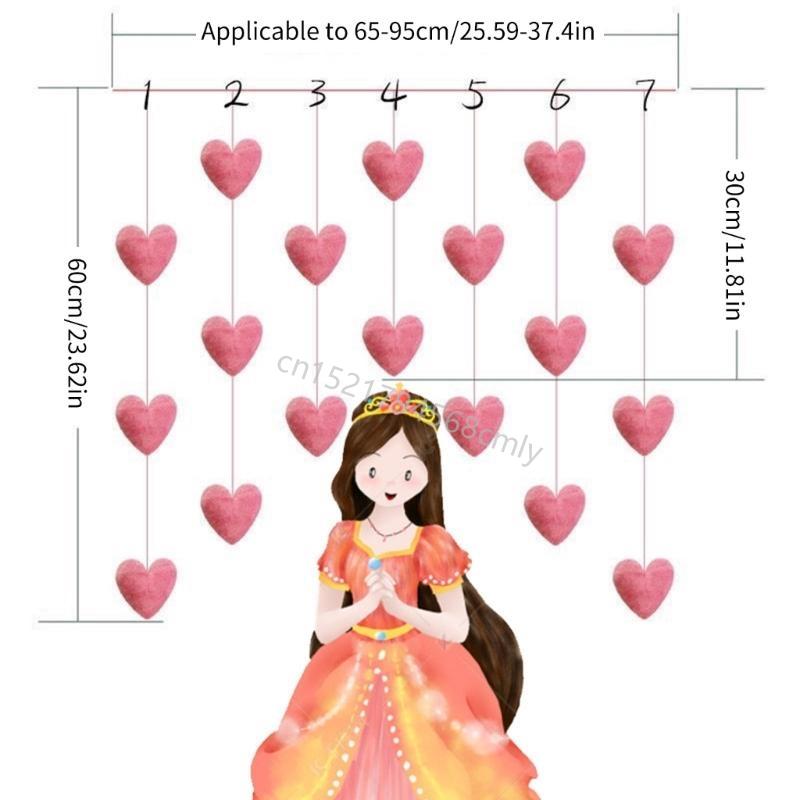 Heart Shaped Curtain Door Decoration Korean Lovely String Pendant Partition Door Decor with Hooks for Girls Room 6XDE
