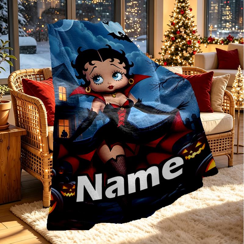Custom Name Personalized Betty Boop Print Blanket, Home Decor, Bedroom, Sofa, Camping, Couch, Gifts for Birthday Christmas