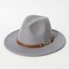Fashionable spring and summer new wool felt hat with flat brim and wide brim, British retro jazz hat, black wool western cowboy hat