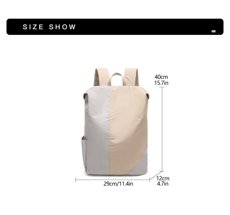 Stitching Contrast Backpack Unisex Waterproof Backpack Travel Bag