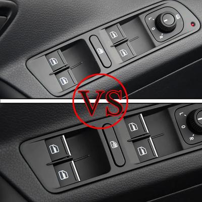 7 Adet Araba Cam Kaldırma Düğmesi Payetli Etiket Volkswagen VW Tiguan Passat için Skoda Karoq için Krom Aksesuarlar