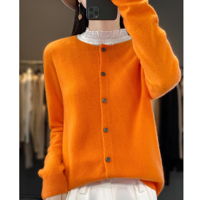 Fashion Women Cardigans Cashmere Sweater Autumn Winter O-neck Long Sleeve Knitwear Female Basic Clothing Tops