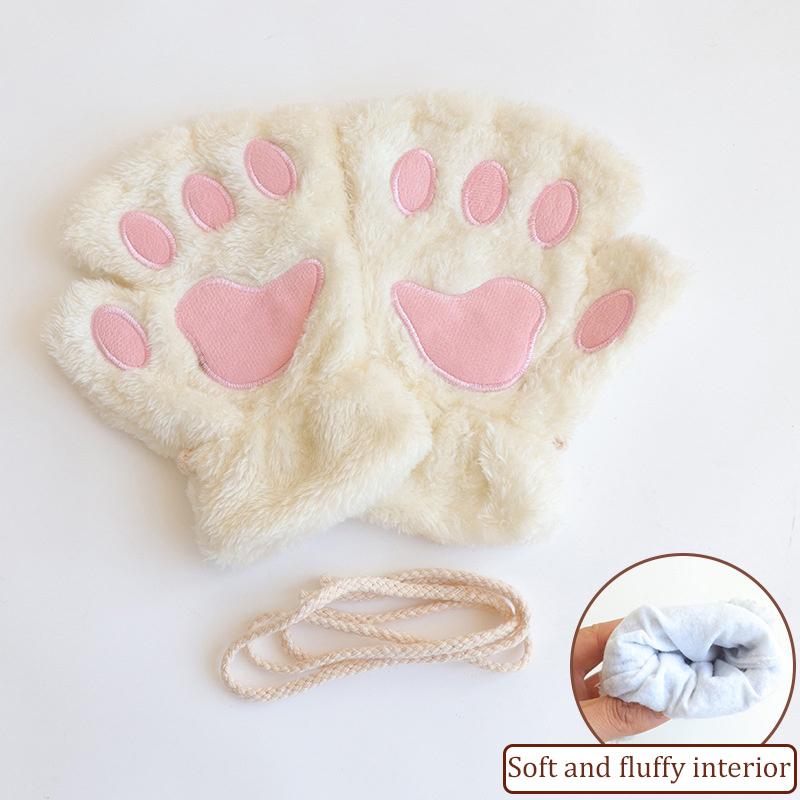 

Милые плюшевые перчатки с кошачьими когтями, плюшевые варежки, теплые мягкие плюшевые короткие перчатки без пальцев в виде медведя, перчатки с половиной пальцев для костюма